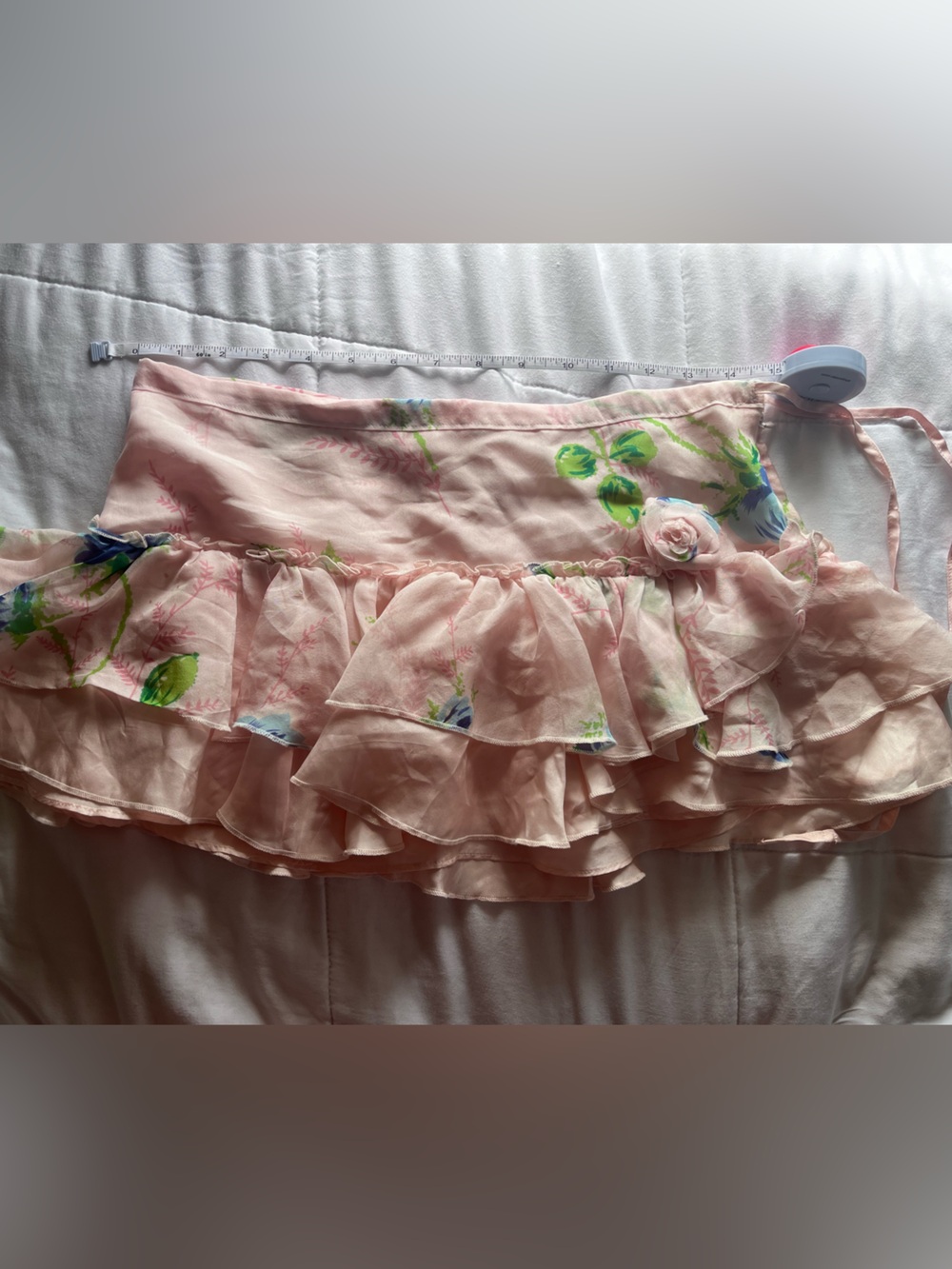 Abercrombie & Fitch Vintage 2000s Silk Pink Floral Ruffle Micro Mini Skirt